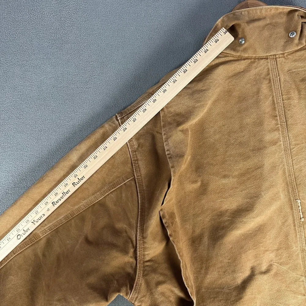 Carhartt Jacket Mens 56 Brown Distressed Canvas Blanket Corduroy Collar C01 BRN